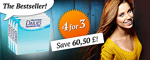 Buy 4 x 90/pcs Dailies AquaComfort Plus, pay for only 3!