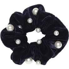 Velvet Scrunchie With Pearls Navy