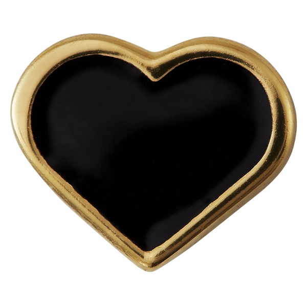 Design Letters Enamel Heart Charm Gold Black (Picture 1 of 2)
