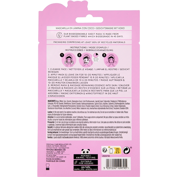 Oh K! Coconut Sheet Mask with Hylauronic Acid (Picture 3 of 3)