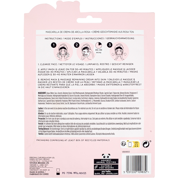 Oh K! Pink Clay Cream Sheet Mask with Witch Hazel (Picture 6 of 6)